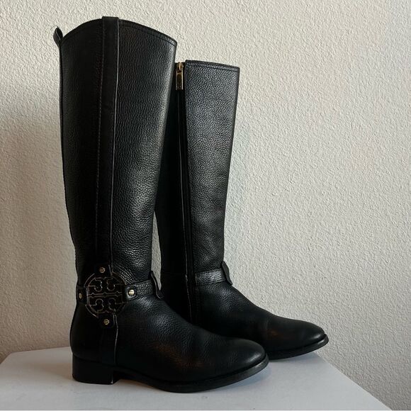 TORY BURCH Miller Amanda Knee High Riding Winter Leather Boots Sz. 7 - Picture 3 of 10